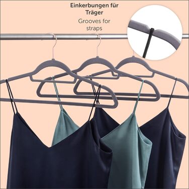 Blumtal Clothes Hangers, 50 Pieces - Velvet Clothes Hangers, 360° Swivel and Load-Bearing - Space-Saving and Non-Slip Clothes Hangers - Gray Clothes Hangers with Velvet Cover - Velvet Hangers - Gray Velvet Clothes Hangers - Hangers