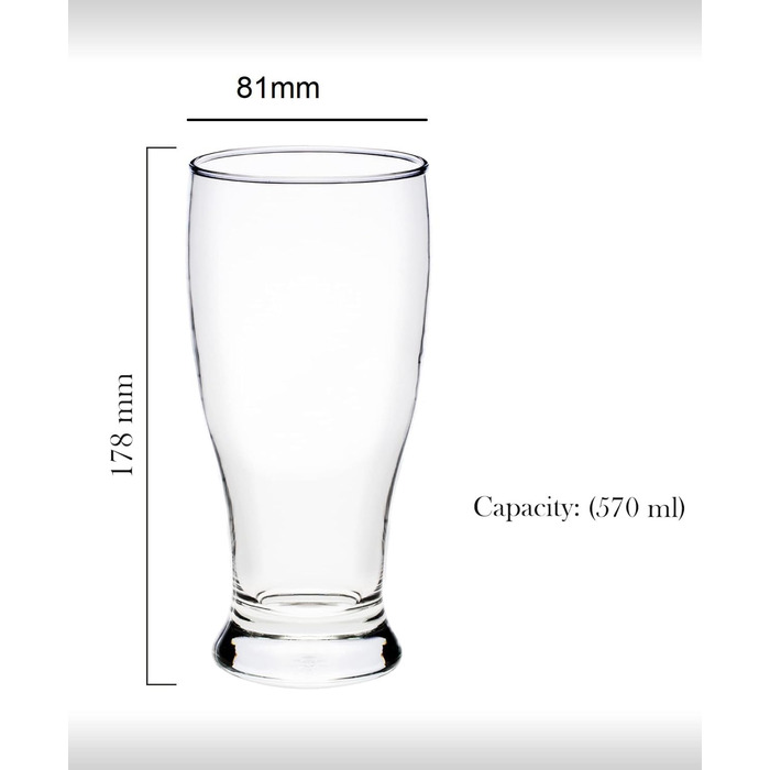 Набір пивних келихів NORDIC SCHILLER Premium Pint 6 шт, 570 мл, без свинцю, для пшеничного пива, Pilsner