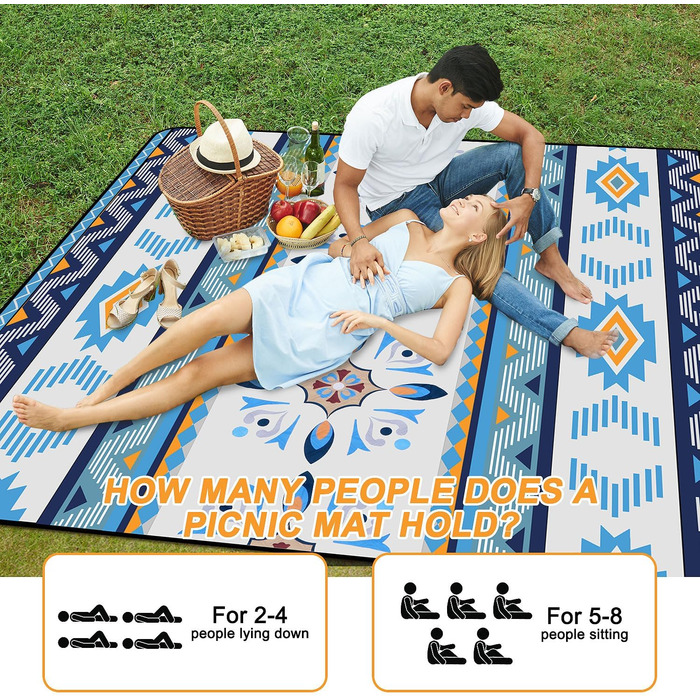 EXTSUD Piknik Decke Outdoor 200x200cm - Водостійкий плед для пікніка та кемпінгу з ручкою