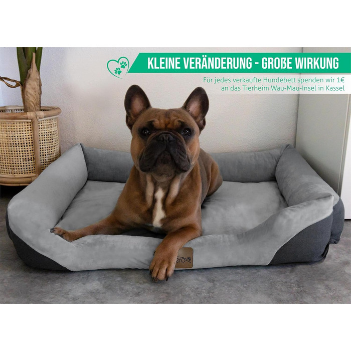 Ліжко для собак з високим бортиком - м'яке, зручне, для малих, середніх та великих собак. Розміри: 80x120, 70x100, 60x80, 40x50 см. Колір: сірий