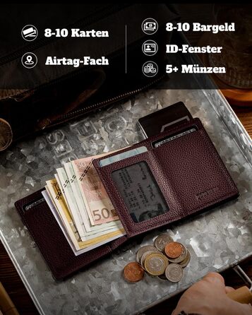 Чоловічий гаманець DODENSHA® MagSnap з RFID захистом та відділенням для AirTag, картхолдер, гаманець на 10+ карт, з відділенням для монет, фіолетовий (Lila-togo)