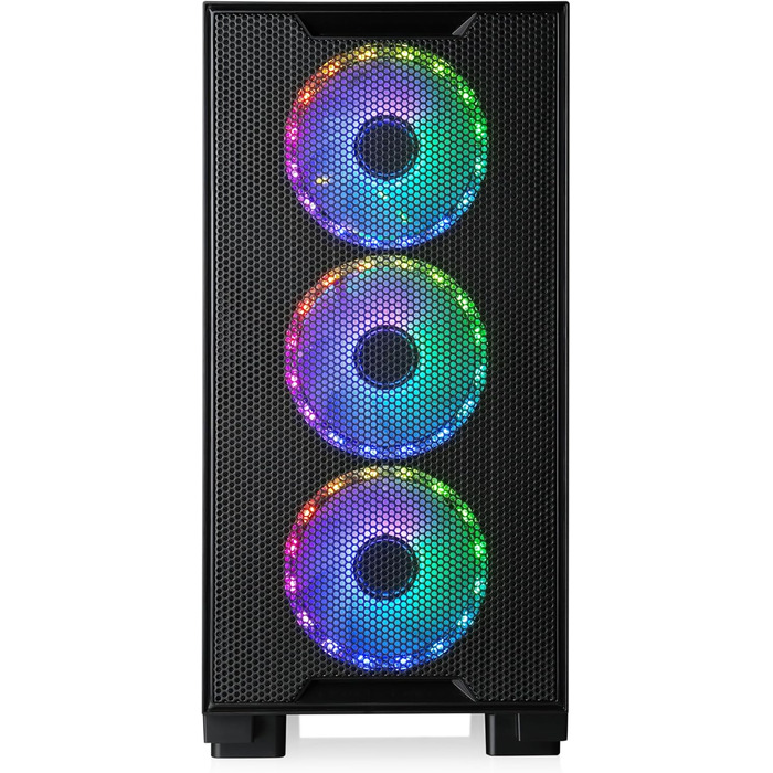 Корпус для ігрового ПК VITRUM PRO - Midi Tower з RGB підсвічуванням, скляна бічна панель, встановлені вентилятори, підтримка ATX/mATX/Mini-ITX, білий, чорний