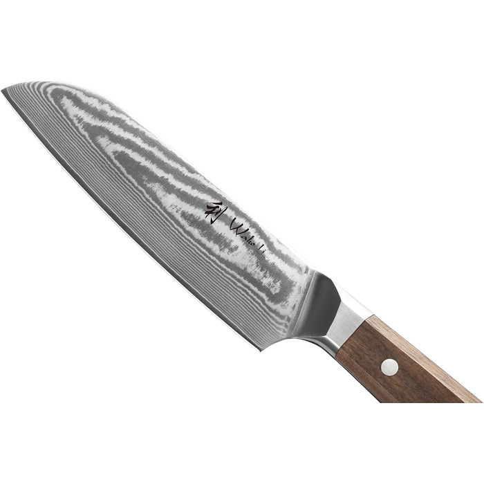 Ніж кухонний Wakoli Santoku Damast (18 см), сталь VG10, 67 шарів, рукоять з горіха, професійний, в подарунковій коробці
