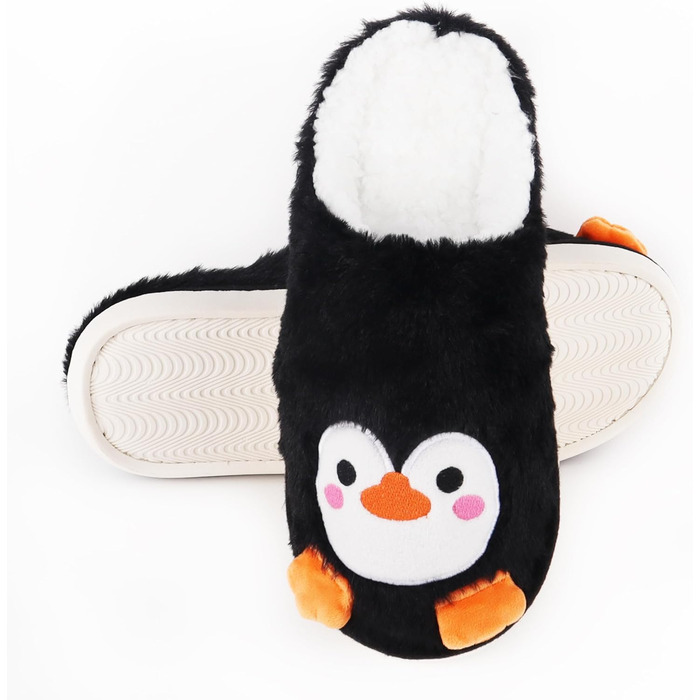 Тапочки жіночі зимові подарунок для жінок. Теплі, м'які, з плюшем, антиковзні, з принтом пінгвіна (40/41 EU)