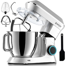 Планетарний міксер MalTecChef 2200 Вт, 6 л, 6 швидкостей, чорний, насадки для замісу тіста, збивання, кухонний комбайн