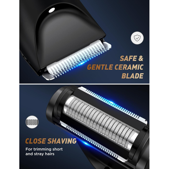 Електричний триммер для чоловіків 3-в-1 Intimrasierer: для носа, обличчя, тіла. Вологостійкий (IPX7), з зарядною станцією. Чорний