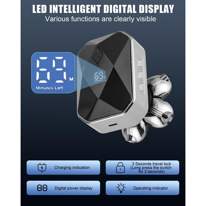 Електричний гоління для чоловіків Glatzen, водонепроникний IPX6, 6D гнучкий гоління, 5 ротаційних голівки, 120 хвилин роботи від акумулятора