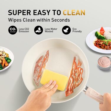 Набір посуду для індукції DishDelight, 12 предметів, гранітне антипригарне покриття, бежевий колір. Каструлі та сковороди з кришками.