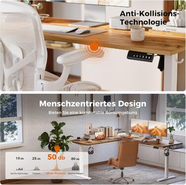 Електричний кутовий стіл Agilestic з регулюванням висоти, 160 x 140 см, світло-коричневий