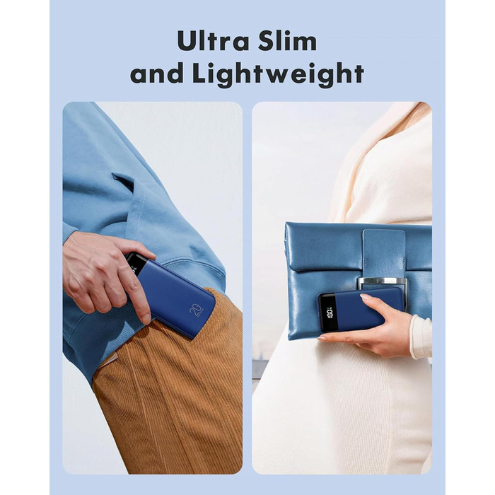 Power Bank Charmast 20000mAh з LED-дисплеєм та 4 кабелями, 22.5W, USB C PD3.0 QC4.0, 6 виходів, сумісний з iPhone та Samsung