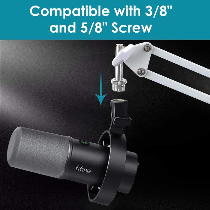 FIFINE K688 Тримач для мікрофона на пружинному кріпленні - Тримач для мікрофона з регулюванням, сумісний з FIFINE Recording XLR/USB мікрофонами, з кабелеутримувачами, для запису звуку