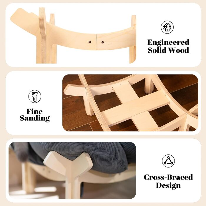 Килимок-лежанка для котів CheerPals, 55x55 см, м'який, стильний, білий (темно-сірий)