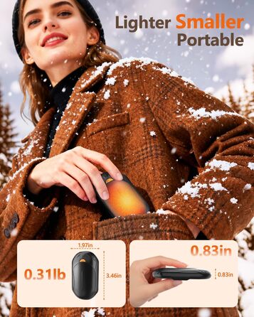 Електричний грілка для рук Bosoner: набір 2 шт, 6000mAh, USB, портативна, теплий подарунок для чоловіків та жінок, чорний