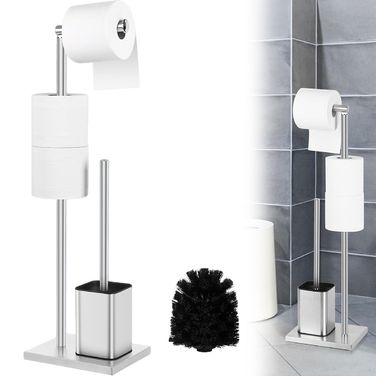 Тримач для туалетного паперу з полицею та йоржиком для унітаза, нержавіюча сталь