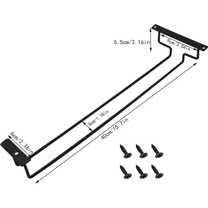 Металевий тримач для келихів вина (4 шт), 40 см, підвісний, для бару, кухні, ресторану