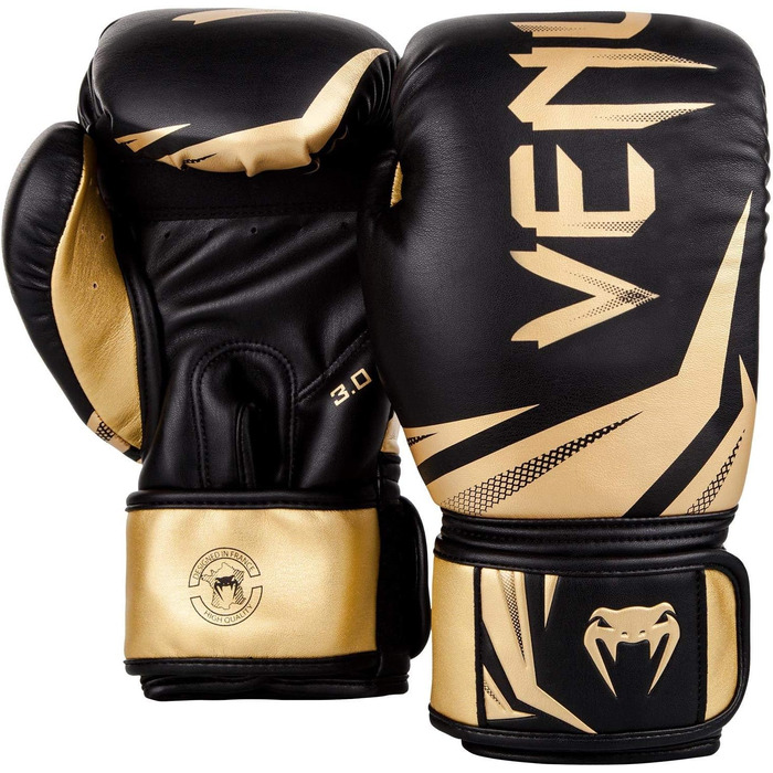 Боксерські рукавички Venum Challenger 3.0 (12 Oz, Чорний/Золотий)