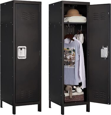 Metal locker with lockable doors, industrial steel cabinet for school, home, office, garage, H140*W38*D46 cm