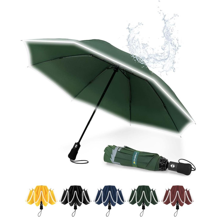 Чакіпі - парасолька велика, штормостійка, з відбиваючим покриттям, для чоловіків та жінок. Автоматичний парасолька, компактний, для подорожей. Розмір купола 106 см, темно-зелена