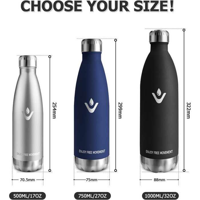 Термос-пляшка 750 мл, з нержавіючої сталі, BPA-Free, для спорту, подорожей, дітей, на відкритий простір, з вакуумною ізоляцією, витримує газовані напої, витік захищений, темно-зелений (1000 мл, чорний)