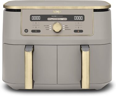 Фритюрниця Ninja Dual Zone Digital Air Fryer 9.5L з двома відсіками, 6-в-1, Stone/Gold DZ400EUSTGD