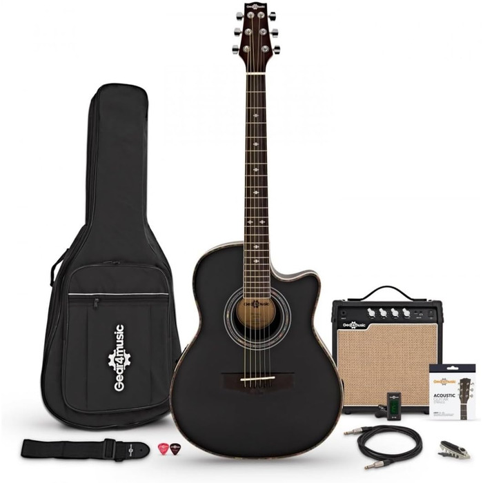 Акустична гітара Gear4music Roundback з аксесуарами