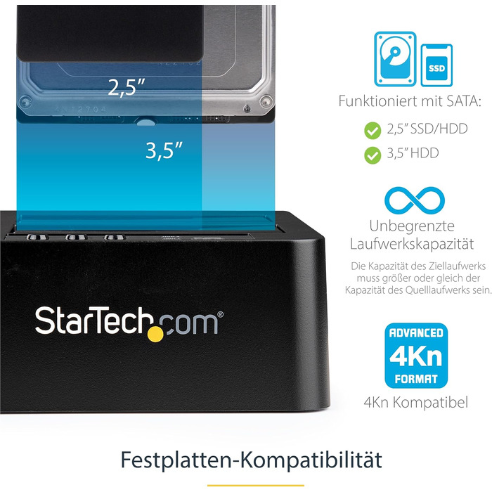 Дублікатор жорстких дисків StarTech.com USB 3.1 (10Gbps) Standalone HDD Docking Station, SDOCK2U3R (USB 3.0/eSATA)