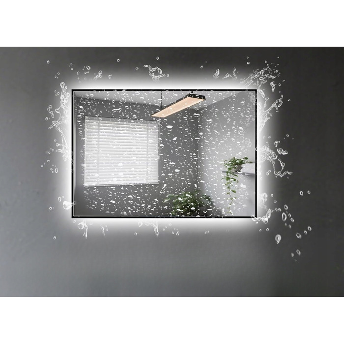Світлове LED-дзеркало у ванну кімнату, 72 x 60 см, біле світло 6500K, IP54, прямокутне
