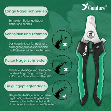 Професійні когтерізки для собак та котів Candure з пилочкою, нержавіюча сталь, 15 см, безпечний захист