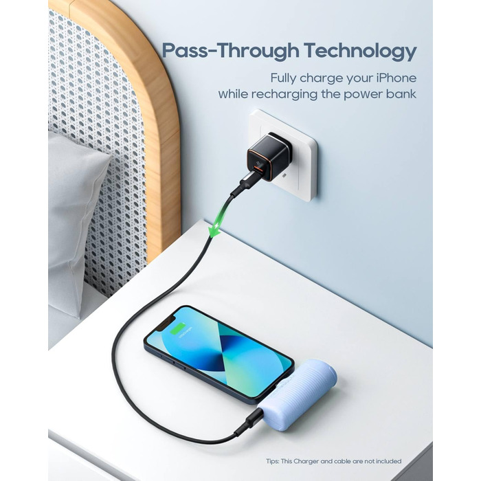 Портативний зарядний акумулятор Power Bank 4500mAh з швидкою зарядкою PD для iPhone 14/13/12/11/XS/XR/X/8/7/6 (блакитний)