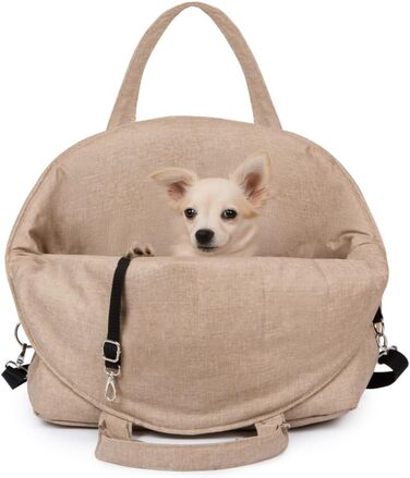 Чохол-переноска для собак та котів Petsen 3в1 – автокрісло, переноска, сумка – ручної роботи в ЄС – миється, з подушкою (Бежевий)