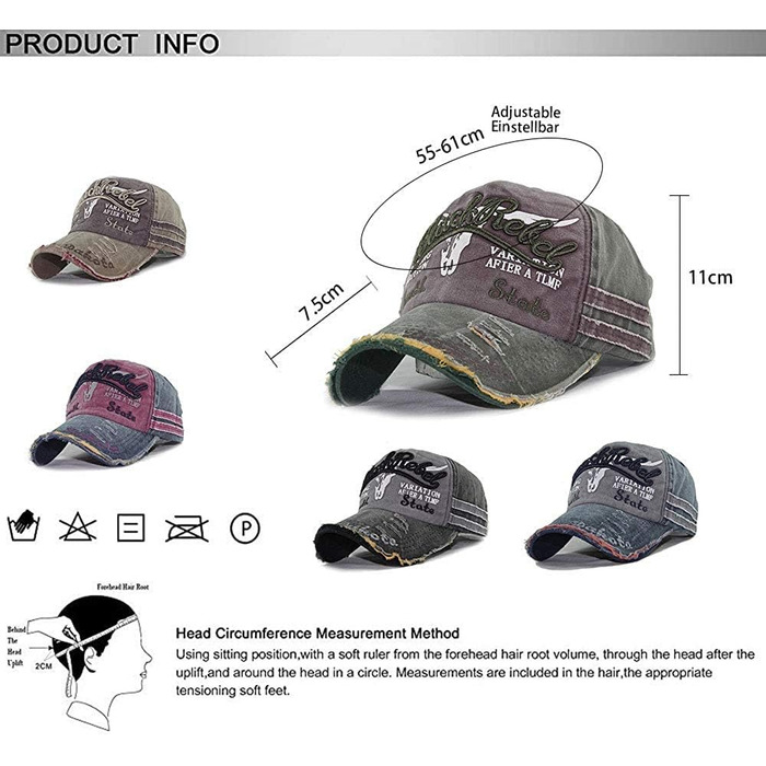 Кепка бейсболка для чоловіків та жінок, вінтажна бейсболка, кепка бейсболка, для відпочинку на природі, регульована, ретро, універсальний розмір, колір: чорний