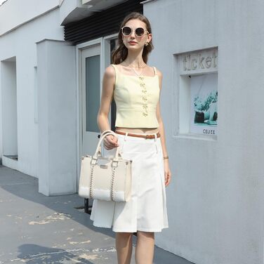 Сумка жіноча Miss Lulu середнього розміру через плече, бежева (4-2) з рельєфним малюнком лічі, з внутрішніми кишенями для роботи, відпочинку та повсякденного використання