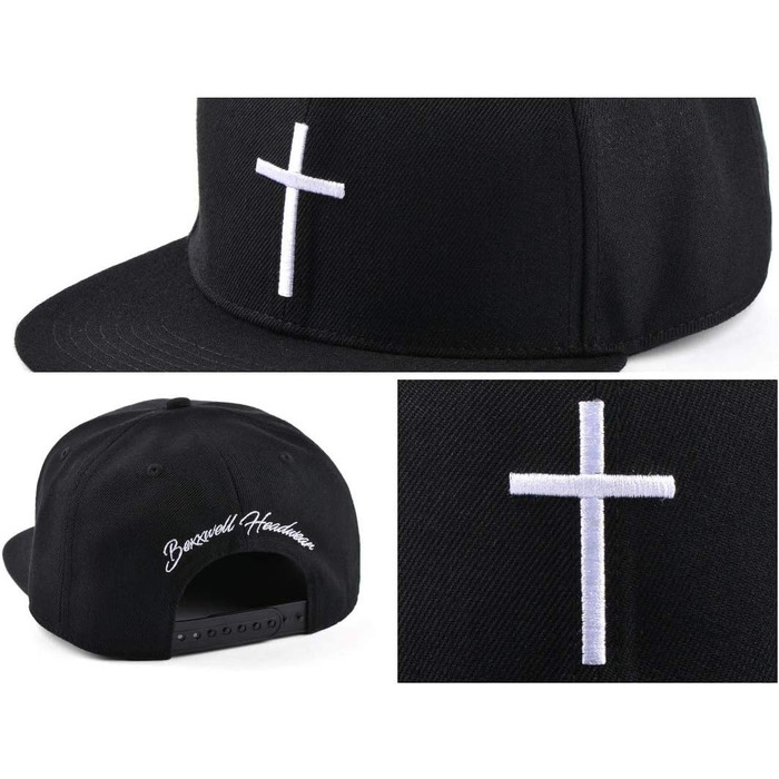 Чорна кепка Snapback з хрестом (унісекс, оптимальна посадка)