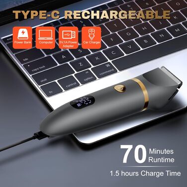 Триммер для тіла Scttomon Intimrasierer для чоловіків: бритва, тример для інтимної зони, носа, вологостійкий, 3 в 1, LCD-дисплей