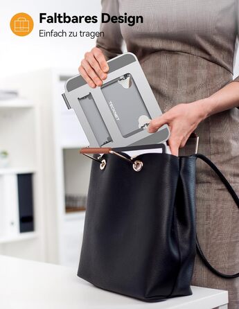 Підставка для ноутбука TECKNET регульована по висоті, ергономічна, складна, з вентиляцією, сумісна з 11-17.3 дюймами, для MacBook та планшетів (срібна)