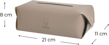 Genuine Leather Cosmetic Tissue Box, Handcrafted, Made in Italy, Perfect for Living Room, Bathroom, Kitchens, and Office/Practice (Gray)