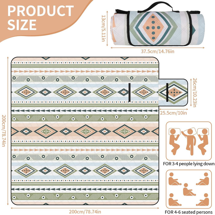 GLOSKIN Плівка для пікніка, 200x200 см, піскостійка, для пляжу, кемпінгу, відпочинку на природі