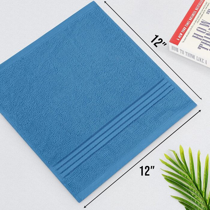Набір м'яких махрових рушників для обличчя та тіла Utopia Towels, 100% бавовна, 30x30 см, сіро-блакитний, 12 шт.