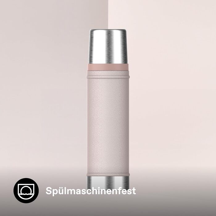 Термос STANLEY 1913 Classic Legendary 590 мл, герметичний, сталевий (Hammertone Rose Quartz) — зберігає тепло та холод до 24 годин