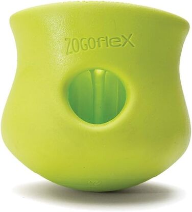 WEST PAW Zogoflex Toppl Treat Dispenser Dog Toy Puzzle - Interactive Chew Toy for Dogs - Dog Toy for Moderate Chewers, Fetch, Catch - Holds Dry Food, Treats (Small, green)