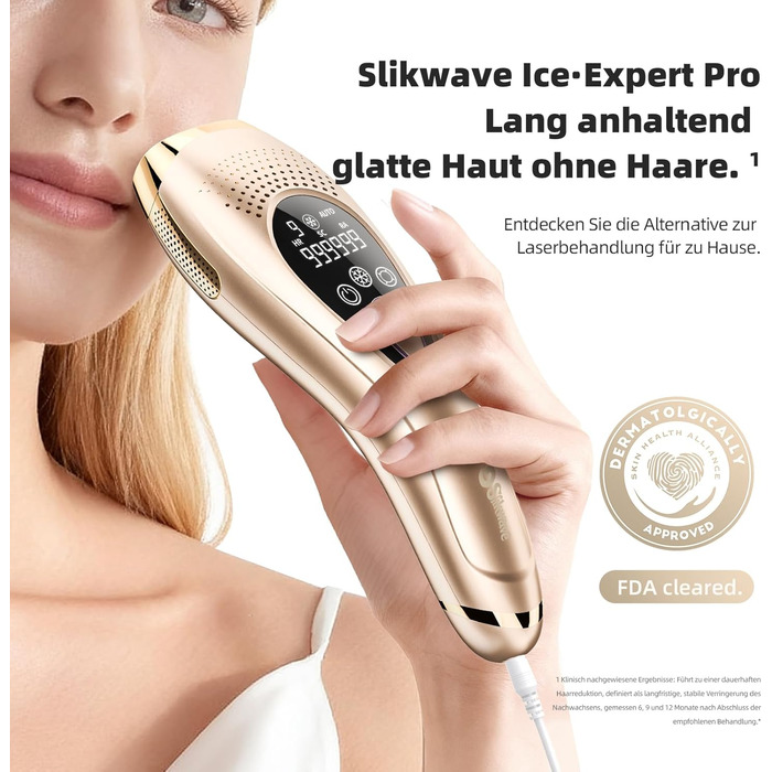 Пристрій для епіляції IPL з охолодженням 6°C, безболісна епіляція для тіла та обличчя, 999 900 імпульсів, 9 рівнів потужності, для тіла, обличчя, зони бікіні