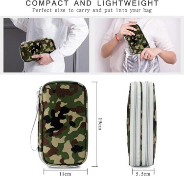 Органайзер для кабелів Skycase: сумка-чохол для аксесуарів, USB, Power Bank, 19 x 11 x 5.5 см (Lila, Army Green)