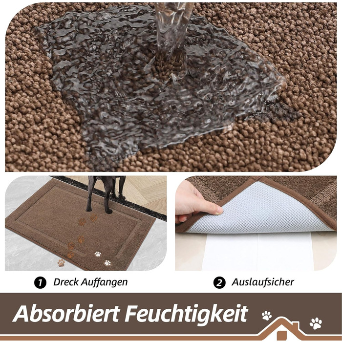Килимок для дому BEQHAUSE 80x120 см, миючий, для входу, переднього та заднього дверей, коридору (колір: коричневий)
