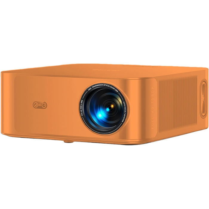 Смарт-проектор Toptro 4K Home Cinema, 1500 ANSI люмен, Full HD 1080p, Netflix, Dolby Audio, WiFi, Bluetooth, AI-автофокус та корекція трапеції, для дому та вулиці (Orange)