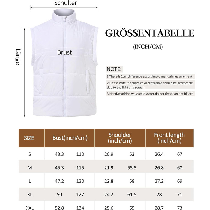 Легка степкова жилетка Daen Weste з коміром-стійкою для активного відпочинку, осінь/зима, розміри S-XXL (білий, M)