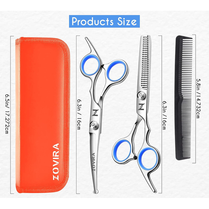 Набір для грумінгу собак та котів: професійні ножиці для стрижки шерсті з чохлом з екошкіри, нержавіюча сталь
