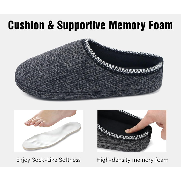 Чоловічі тапочки COFACE з м'якою піною Memory Foam - зручні домашні капці для дому та вулиці (Чорний, 44 EU)