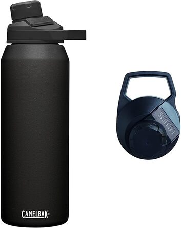 Camelbak Vacuum Insulated Bottle Chute Mag Sst White (Black, 946 ml, Bundle with MAG Chute Replacement Lid)