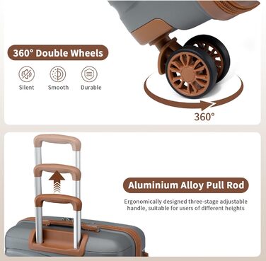 Набір валіз KONO 2 шт: ручна валіза-тележка 56 см + косметичка з поліпропілену, жорсткий корпус, 4 колеса, TSA-замок (кремовий білий)