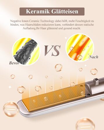 CkeyiN Бездротовий випрямляч для волосся, 2-в-1 випрямляч та завивка, міні-подорожний, керамічний, USB, білий